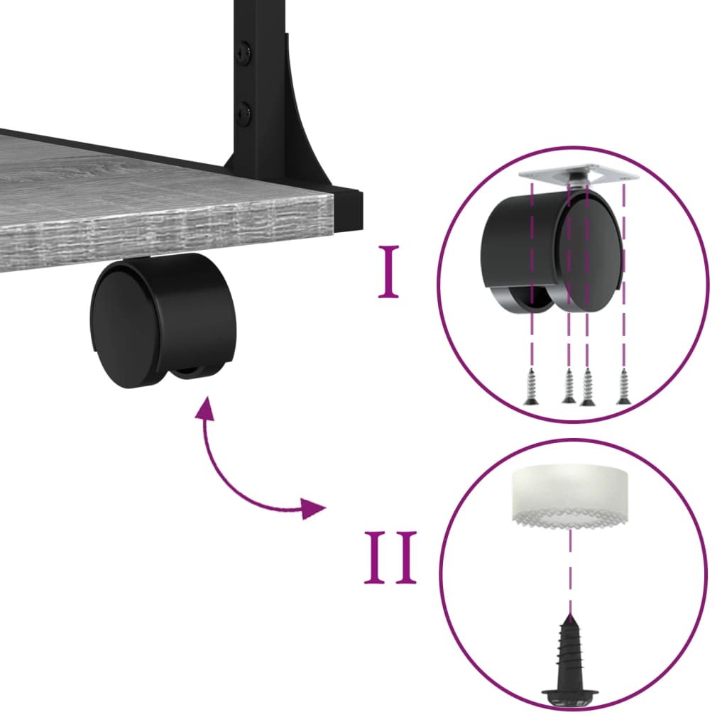 Printer Stand 3-Tier Gray Sonoma 16.9"x18.9"x25.2" Engineered Wood