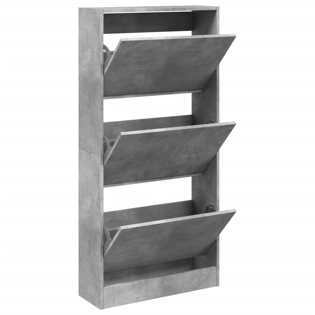 Shoe Cabinet Concrete Grey Engineered Wood Compact Shoe Cabinet