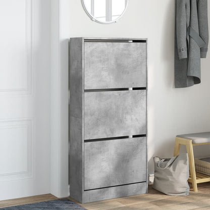 Shoe Cabinet Concrete Grey Engineered Wood Compact Shoe Cabinet