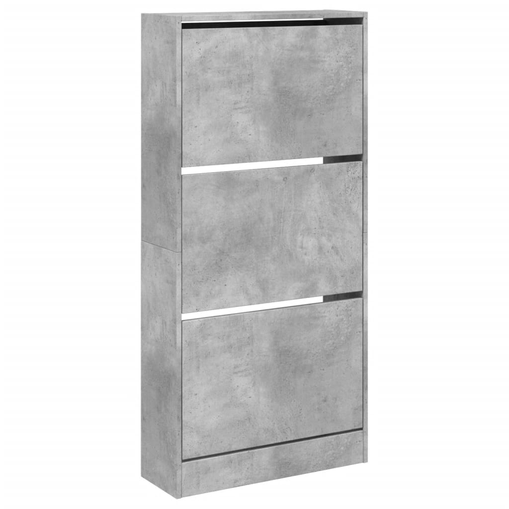Shoe Cabinet Concrete Grey Engineered Wood Compact Shoe Cabinet