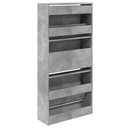 Shoe Cabinet Concrete Grey Engineered Wood Compact Shoe Cabinet