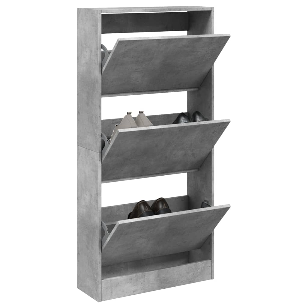 Shoe Cabinet Concrete Grey Engineered Wood Compact Shoe Cabinet
