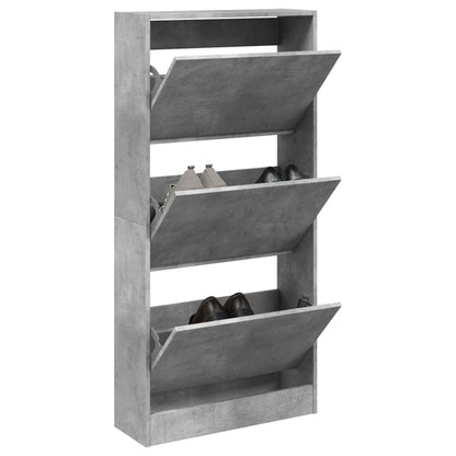 Shoe Cabinet Concrete Grey Engineered Wood Compact Shoe Cabinet