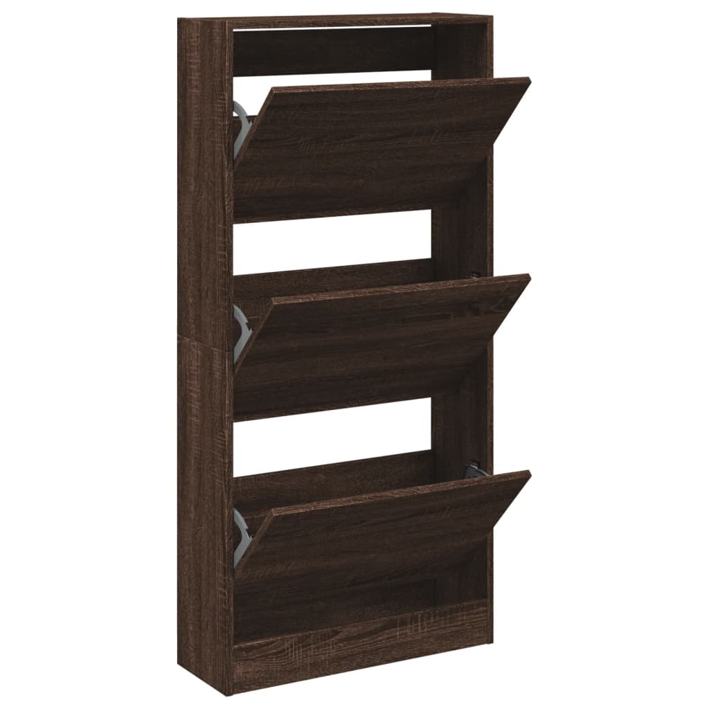 Shoe Cabinet Brown Oak 23.6"x8.3"x49.4" Engineered Wood