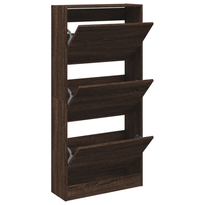 Shoe Cabinet Brown Oak 23.6"x8.3"x49.4" Engineered Wood