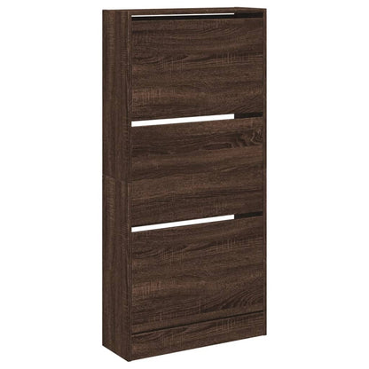 Shoe Cabinet Brown Oak 23.6"x8.3"x49.4" Engineered Wood