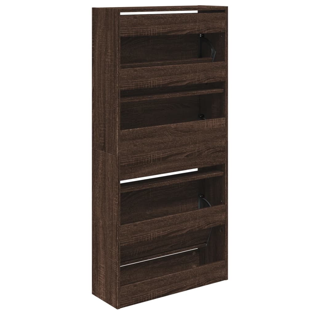 Shoe Cabinet Brown Oak 23.6"x8.3"x49.4" Engineered Wood