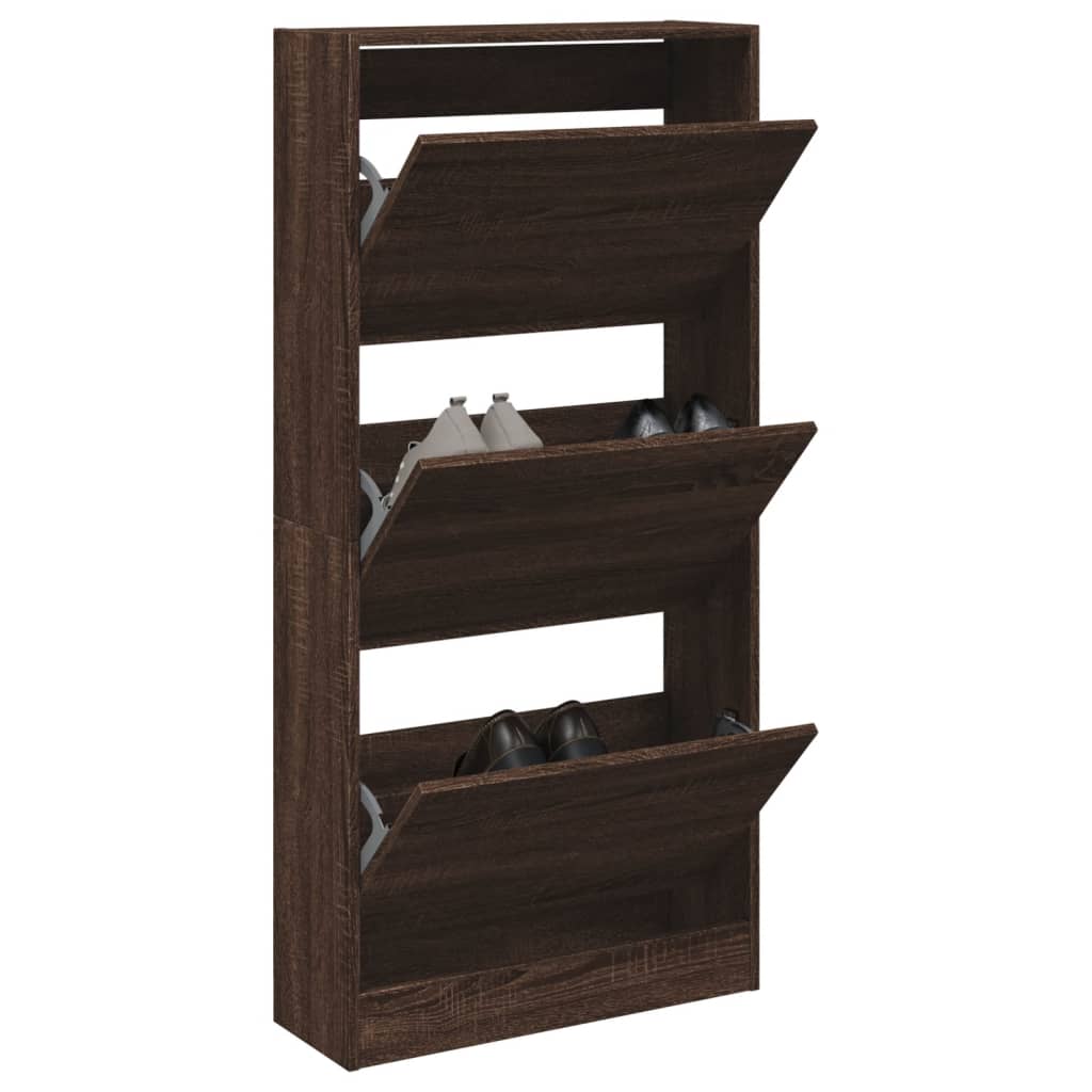 Shoe Cabinet Brown Oak 23.6"x8.3"x49.4" Engineered Wood