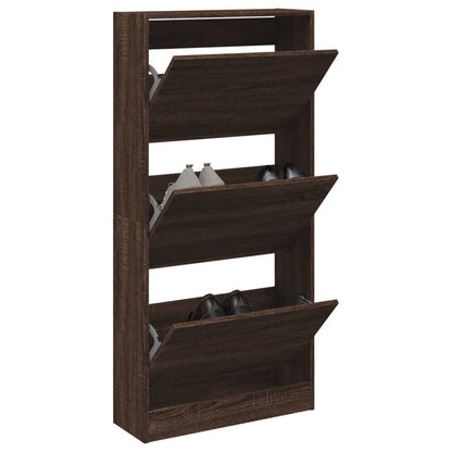 Shoe Cabinet Brown Oak 23.6"x8.3"x49.4" Engineered Wood