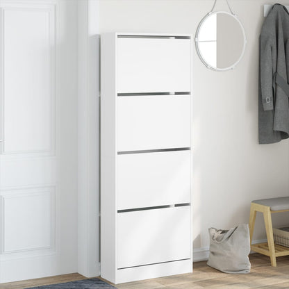Shoe Cabinet White 23.6"x8.3"x64.4" Engineered Wood