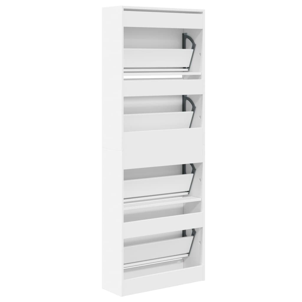 Shoe Cabinet White 23.6"x8.3"x64.4" Engineered Wood