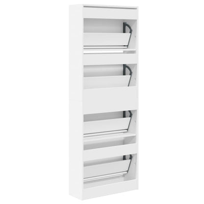 Shoe Cabinet White 23.6"x8.3"x64.4" Engineered Wood