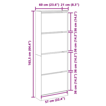 Shoe Cabinet White 23.6"x8.3"x64.4" Engineered Wood