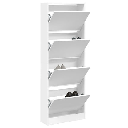 Shoe Cabinet White 23.6"x8.3"x64.4" Engineered Wood