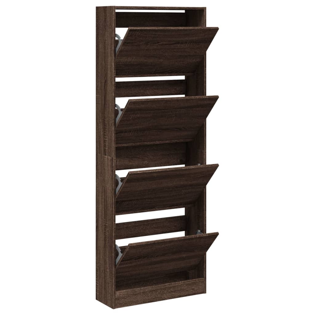 Shoe Cabinet Brown Oak 23.6"x8.3"x64.4" Engineered Wood