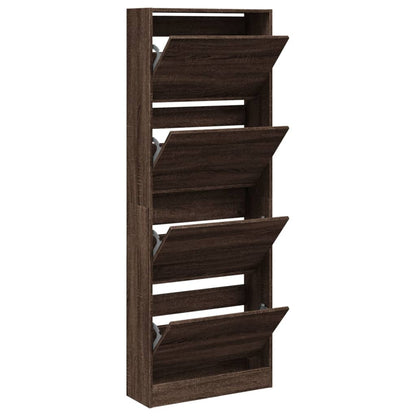 Shoe Cabinet Brown Oak 23.6"x8.3"x64.4" Engineered Wood