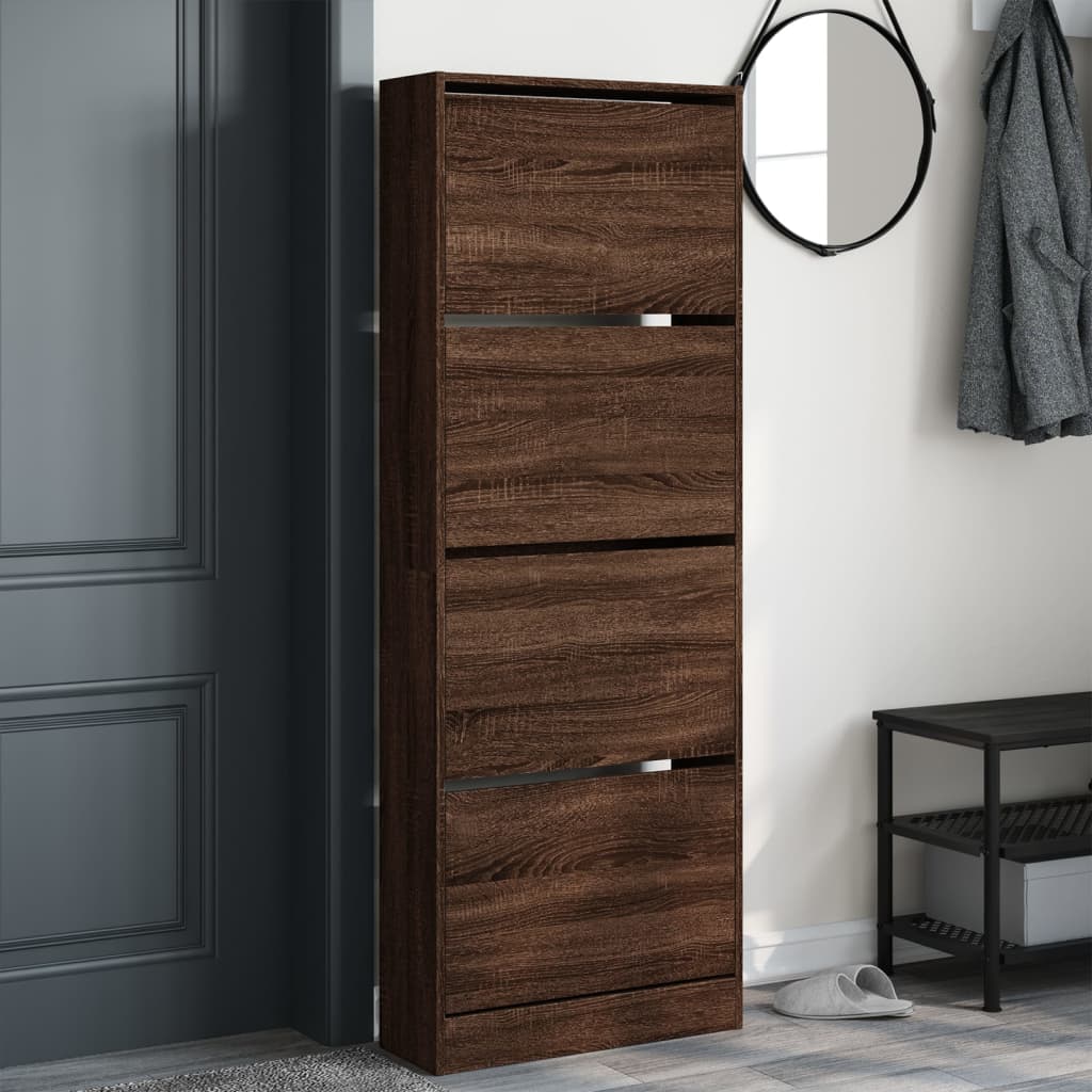Shoe Cabinet Brown Oak 23.6"x8.3"x64.4" Engineered Wood