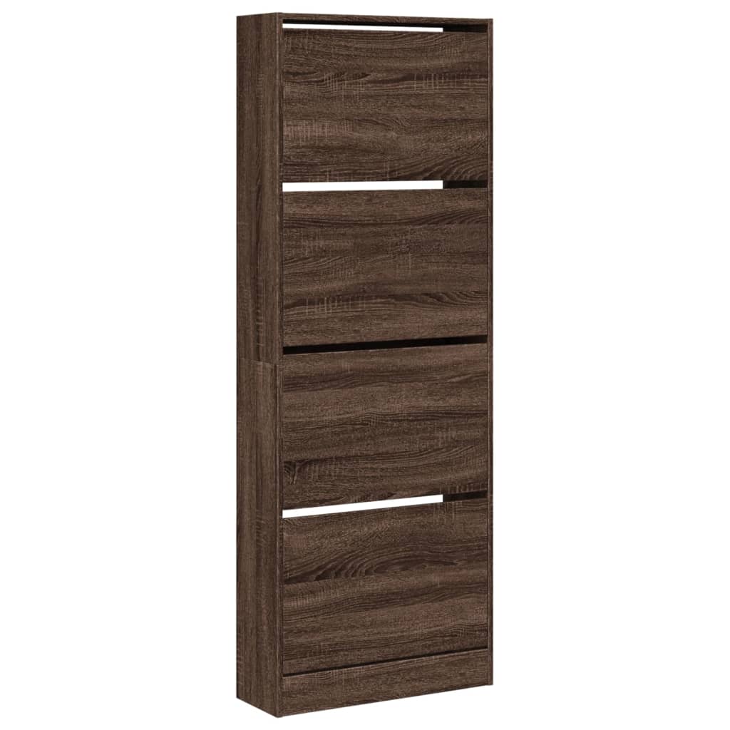 Shoe Cabinet Brown Oak 23.6"x8.3"x64.4" Engineered Wood