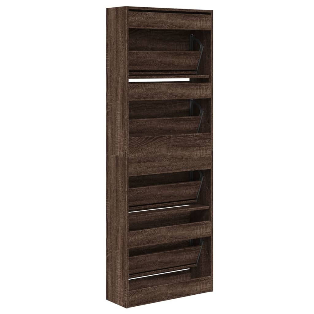 Shoe Cabinet Brown Oak 23.6"x8.3"x64.4" Engineered Wood