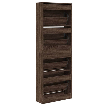Shoe Cabinet Brown Oak 23.6"x8.3"x64.4" Engineered Wood