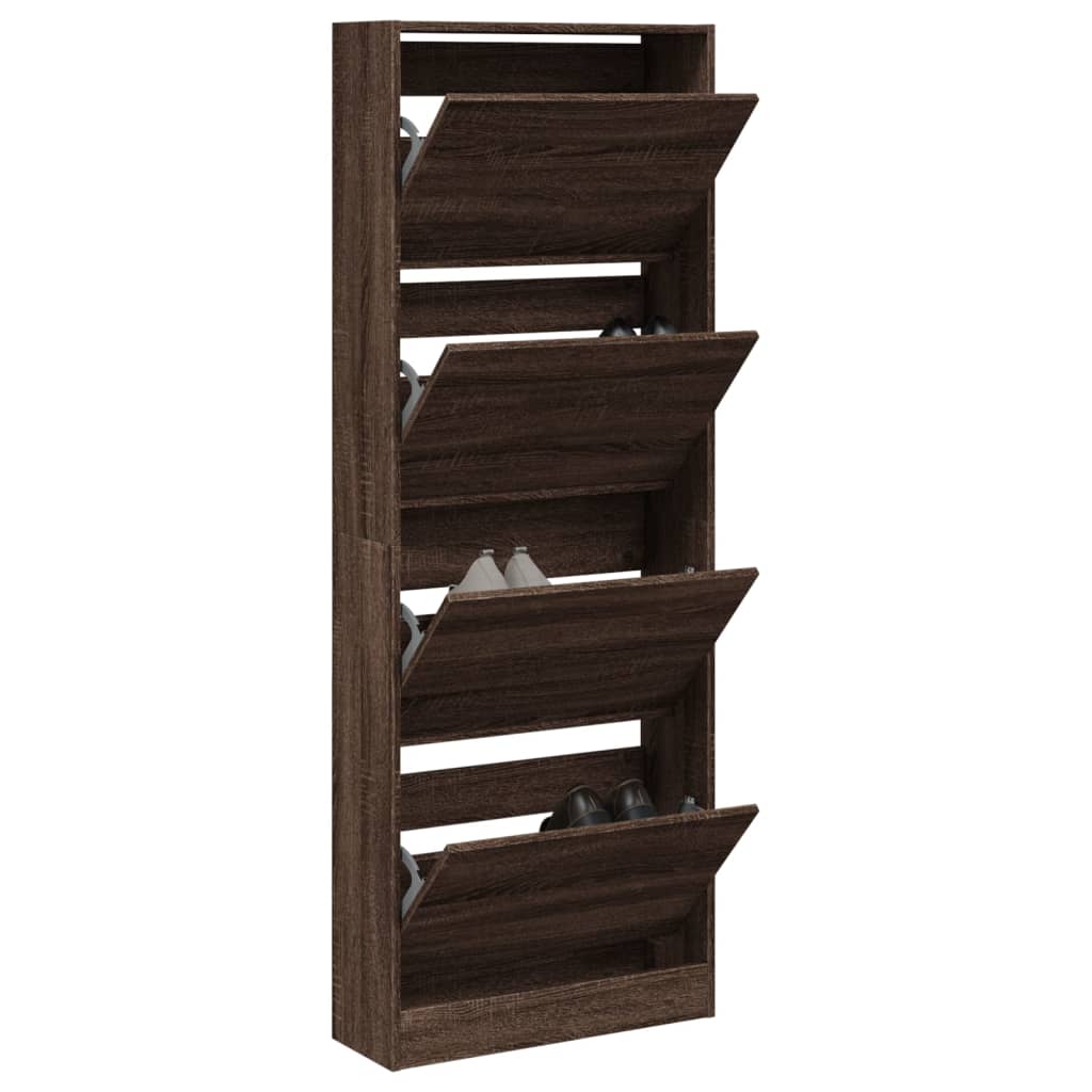 Shoe Cabinet Brown Oak 23.6"x8.3"x64.4" Engineered Wood