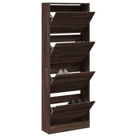 Shoe Cabinet Brown Oak 23.6"x8.3"x64.4" Engineered Wood