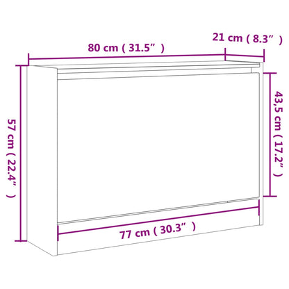 Shoe Cabinet White 31.5"x8.3"x22.4" Engineered Wood