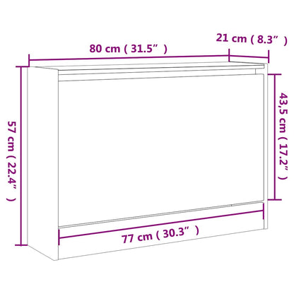 Shoe Cabinet Sonoma Oak 31.5"x8.3"x22.4" Engineered Wood