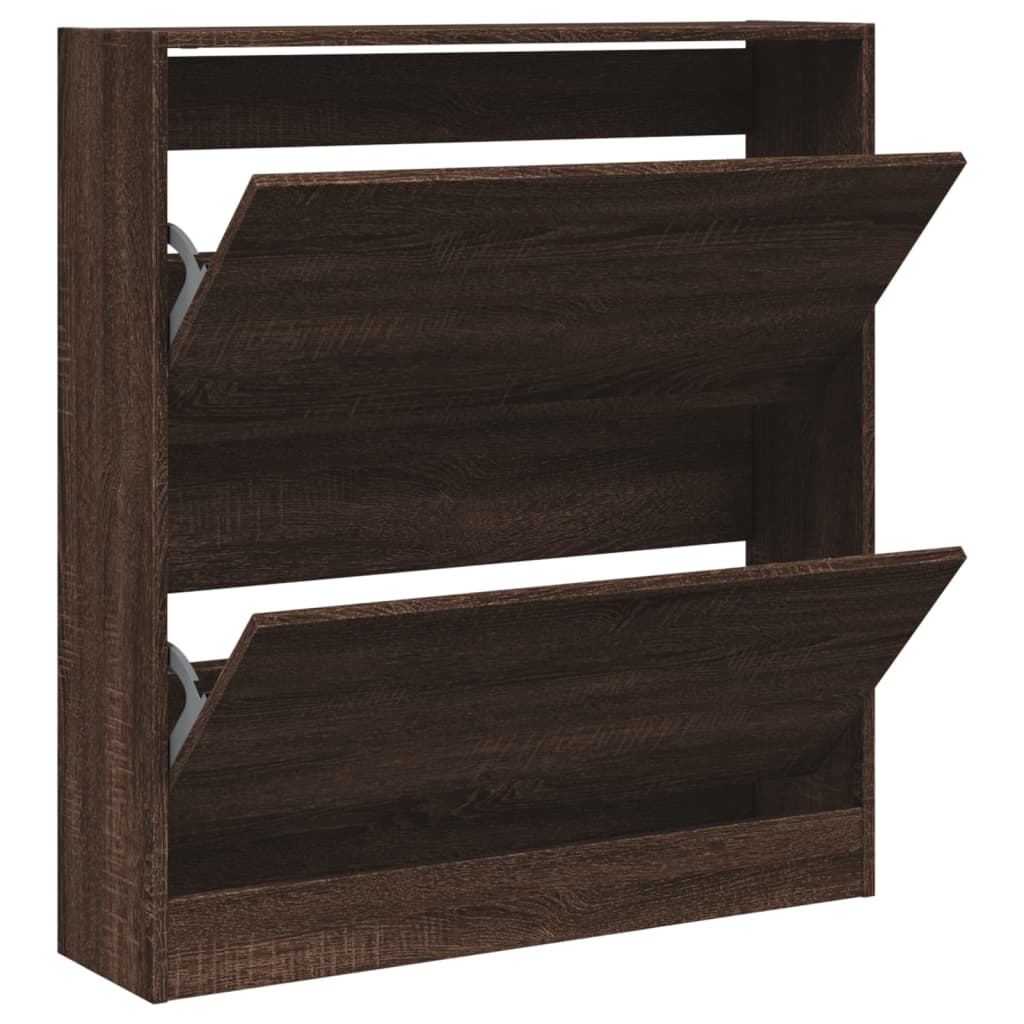 Shoe Cabinet Brown Oak 31.5"x8.3"x34.4" Engineered Wood