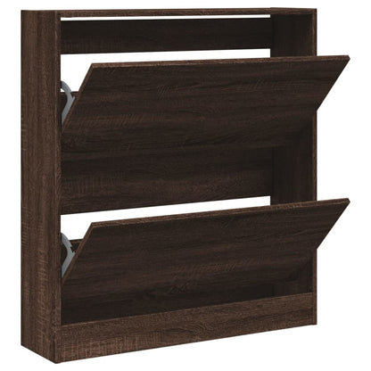 Shoe Cabinet Brown Oak 31.5"x8.3"x34.4" Engineered Wood