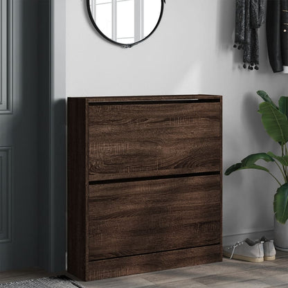 Shoe Cabinet Brown Oak 31.5"x8.3"x34.4" Engineered Wood
