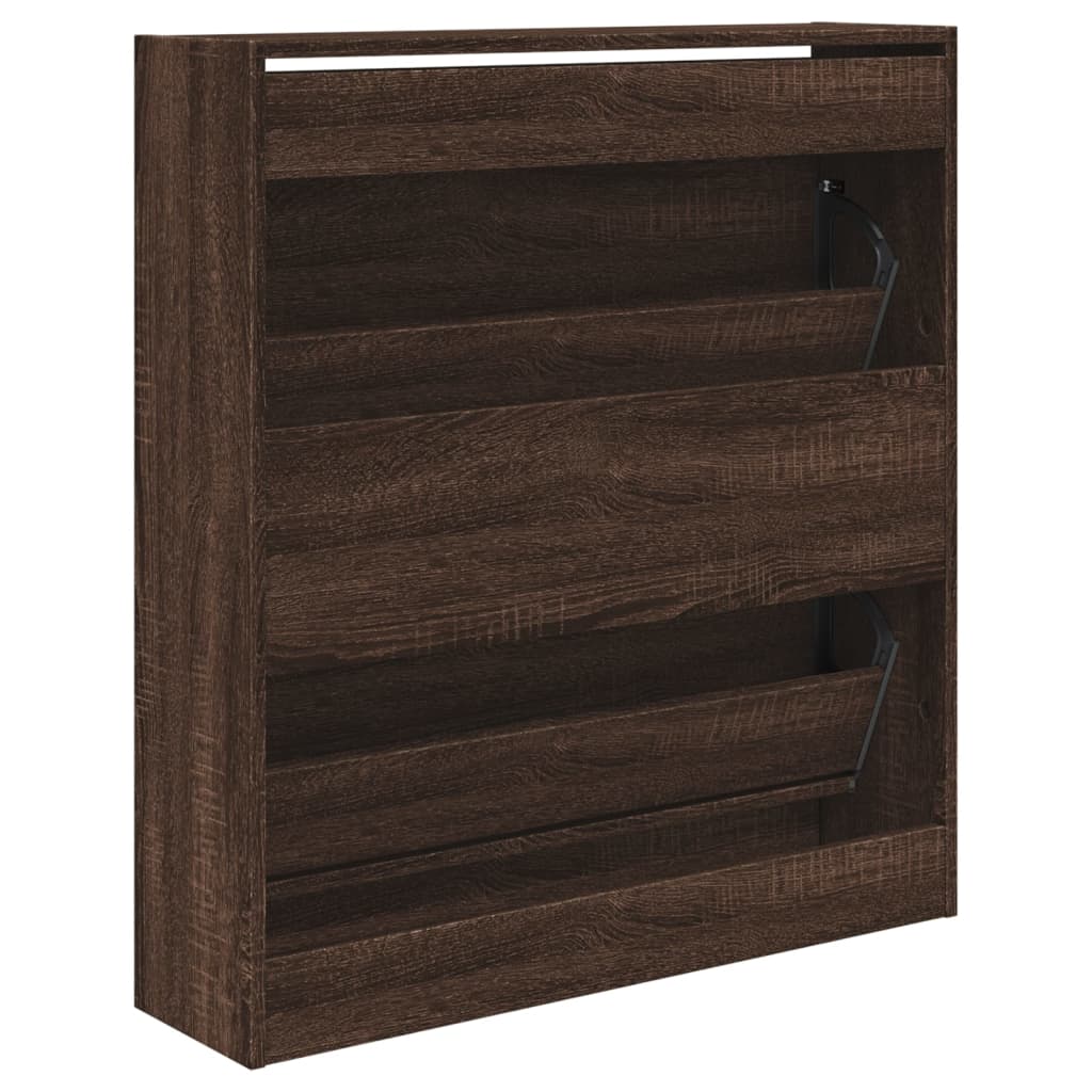 Shoe Cabinet Brown Oak 31.5"x8.3"x34.4" Engineered Wood