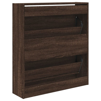 Shoe Cabinet Brown Oak 31.5"x8.3"x34.4" Engineered Wood