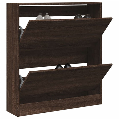 Shoe Cabinet Brown Oak 31.5"x8.3"x34.4" Engineered Wood