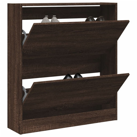 Shoe Cabinet Brown Oak 31.5"x8.3"x34.4" Engineered Wood