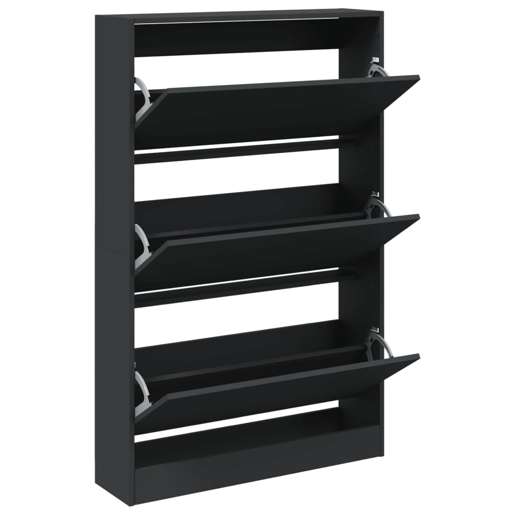 Shoe Cabinet Black 31.5"x8.3"x49.4" Engineered Wood