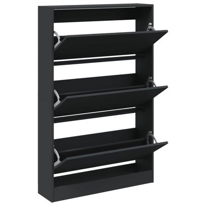 Shoe Cabinet Black 31.5"x8.3"x49.4" Engineered Wood