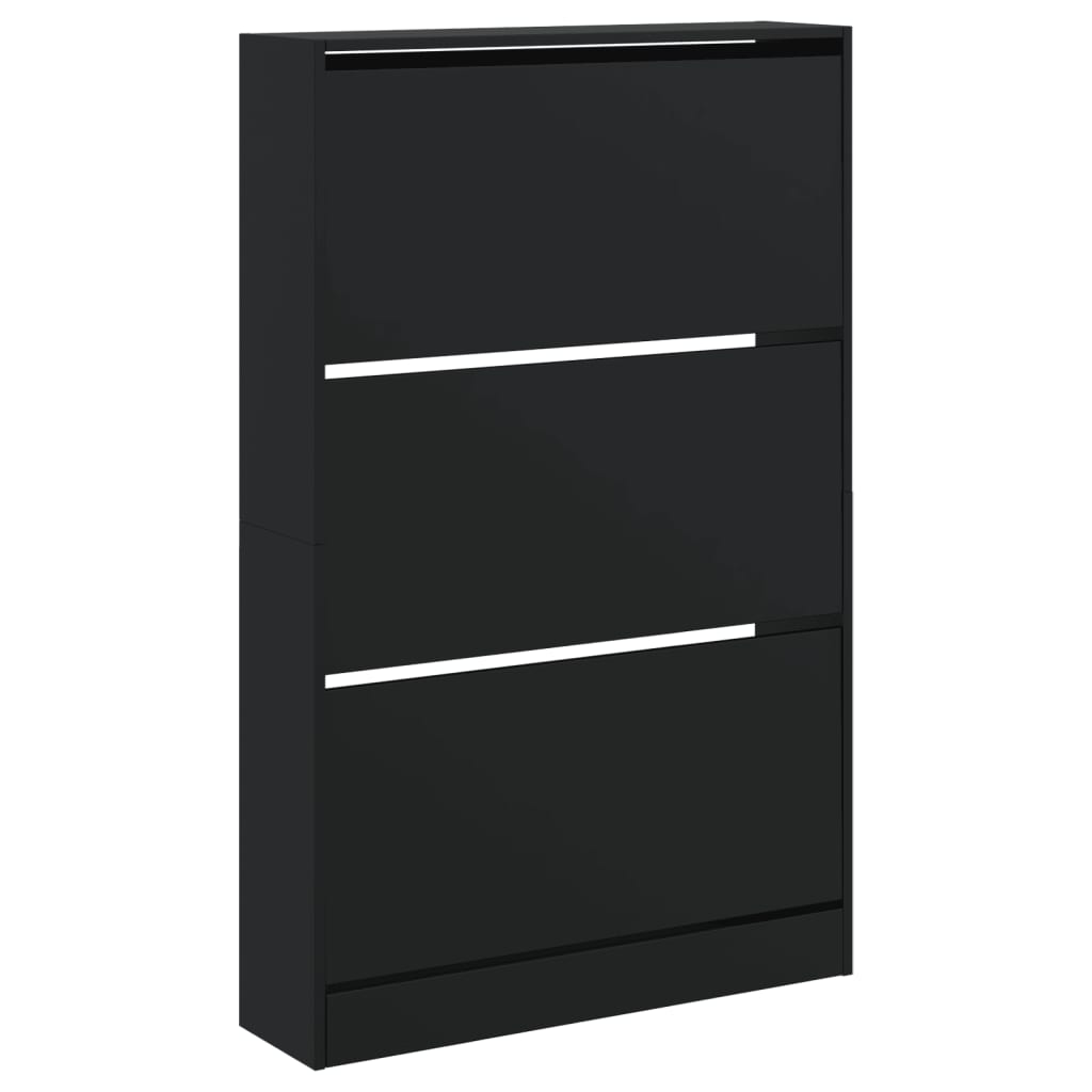 Shoe Cabinet Black 31.5"x8.3"x49.4" Engineered Wood