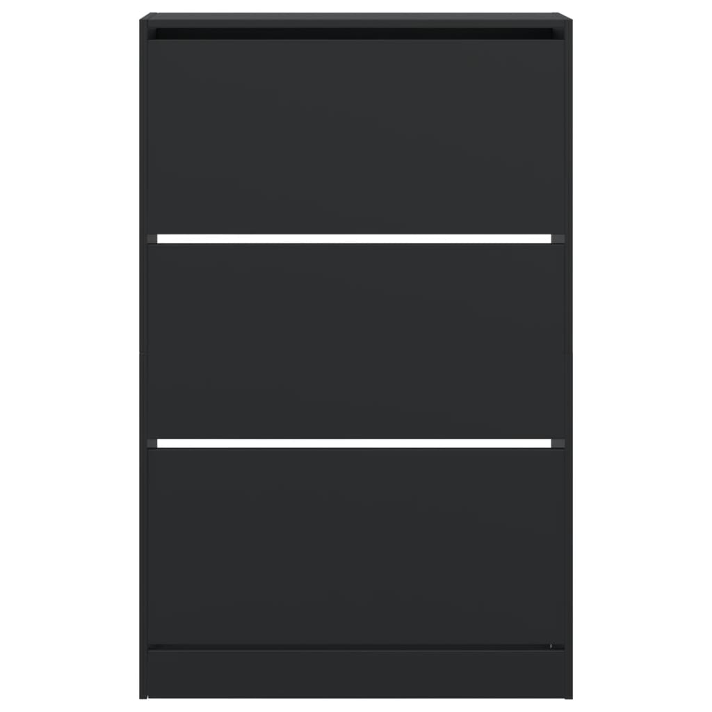 Shoe Cabinet Black 31.5"x8.3"x49.4" Engineered Wood