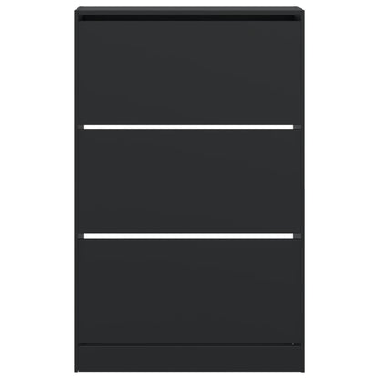 Shoe Cabinet Black 31.5"x8.3"x49.4" Engineered Wood