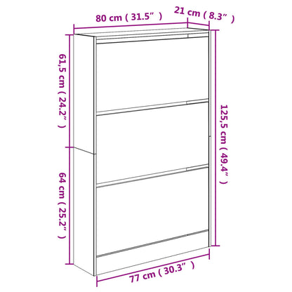 Shoe Cabinet Black 31.5"x8.3"x49.4" Engineered Wood