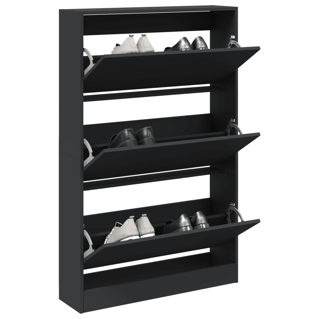 Shoe Cabinet Black 31.5"x8.3"x49.4" Engineered Wood