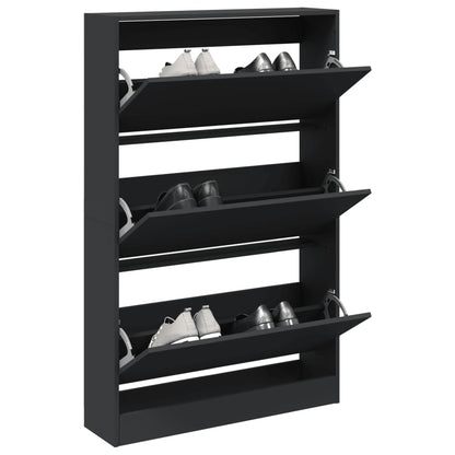 Shoe Cabinet Black 31.5"x8.3"x49.4" Engineered Wood