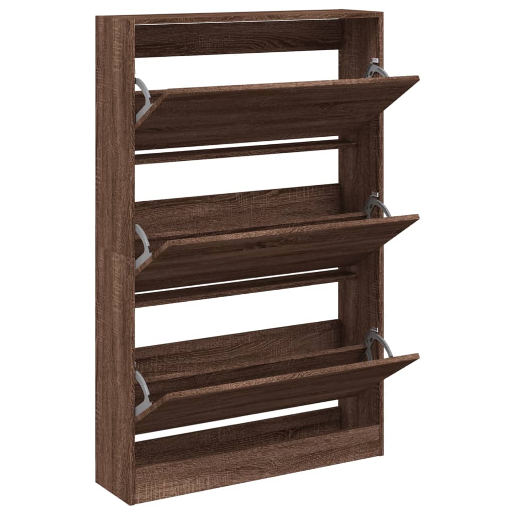 Shoe Cabinet Brown Oak 31.5"x8.3"x49.4" Engineered Wood