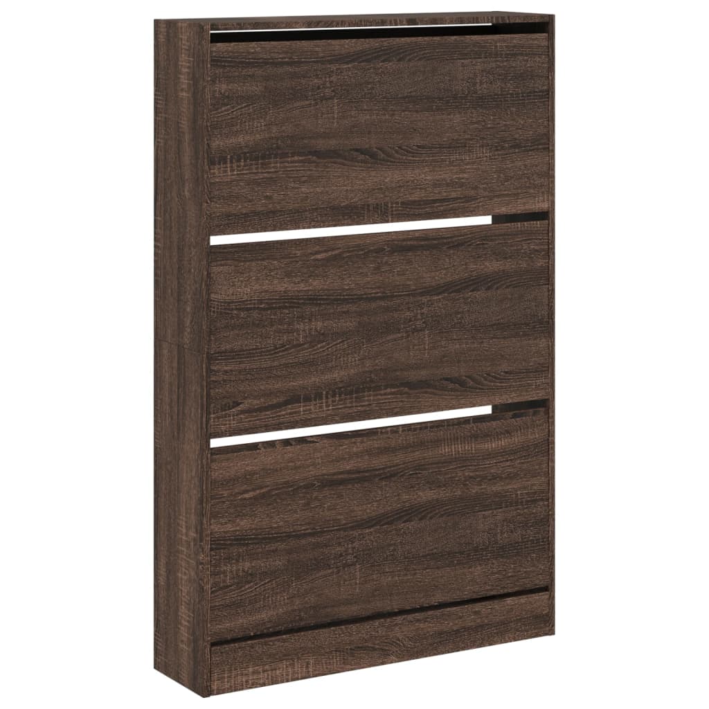 Shoe Cabinet Brown Oak 31.5"x8.3"x49.4" Engineered Wood
