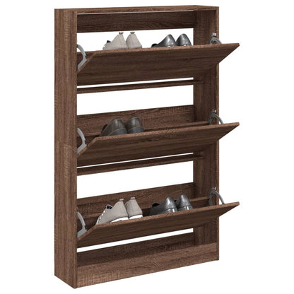 Shoe Cabinet Brown Oak 31.5"x8.3"x49.4" Engineered Wood