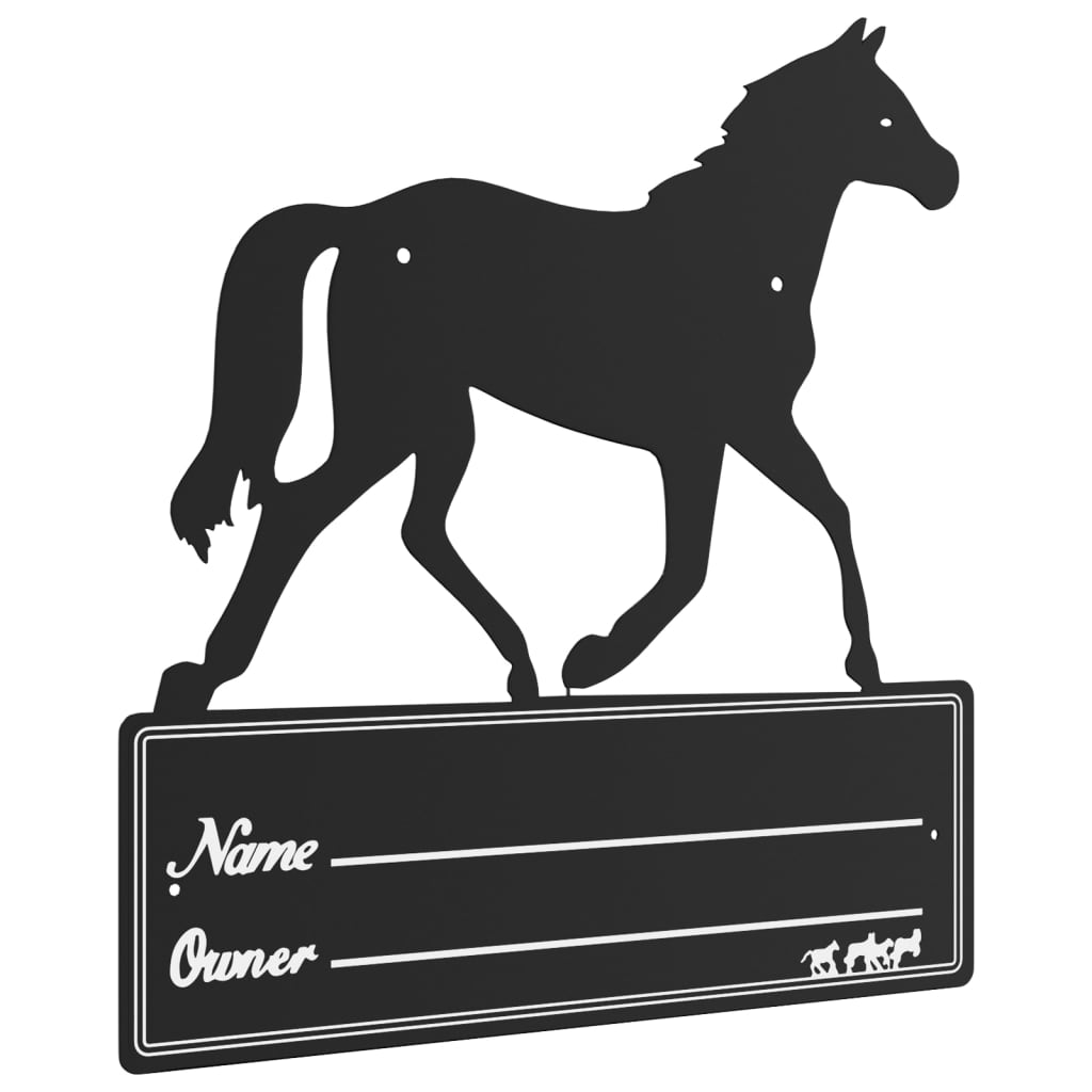 Stable Nameplate Black Steel 9.8 x 10.4 in Decorative Inlays