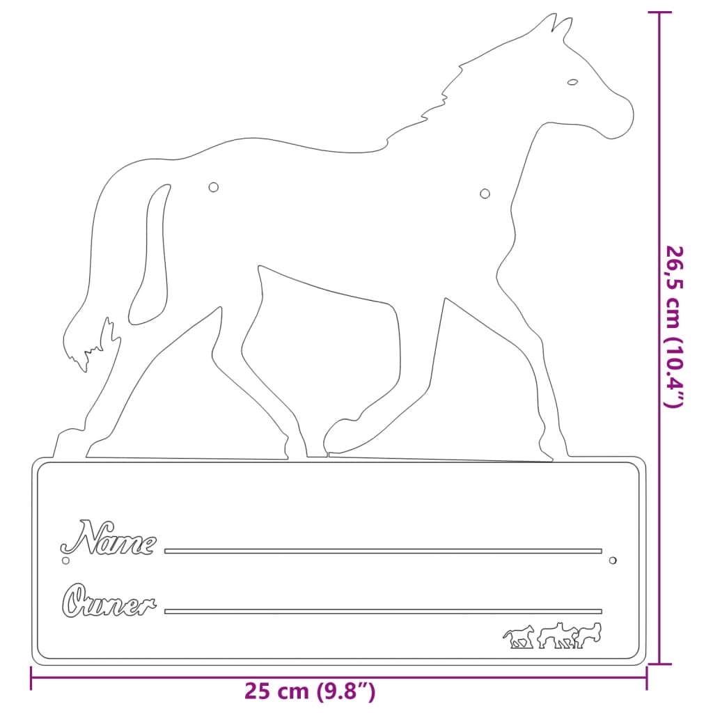 Stable Nameplate Black Steel 9.8 x 10.4 in Decorative Inlays