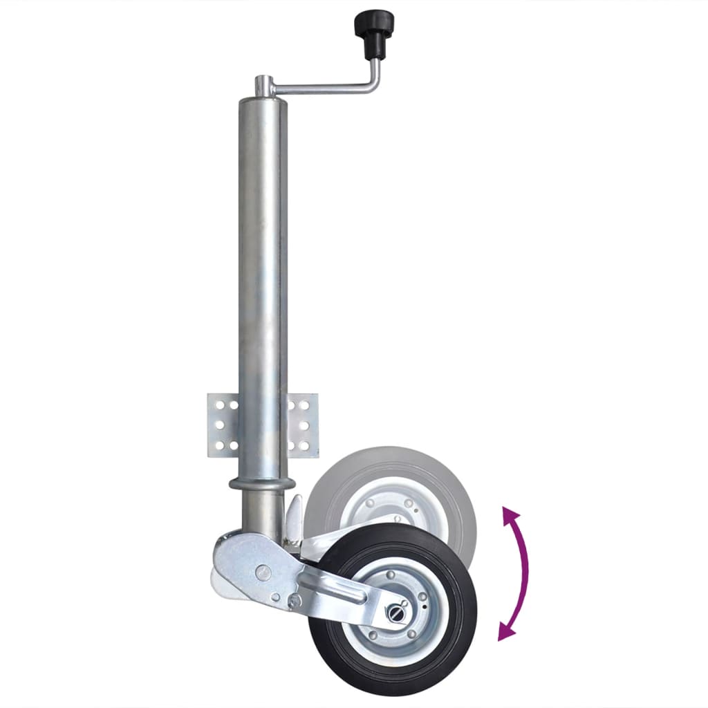 Trailer Jack Wheel 2.4" with 2 Support Tubes and 2 Split Clamps