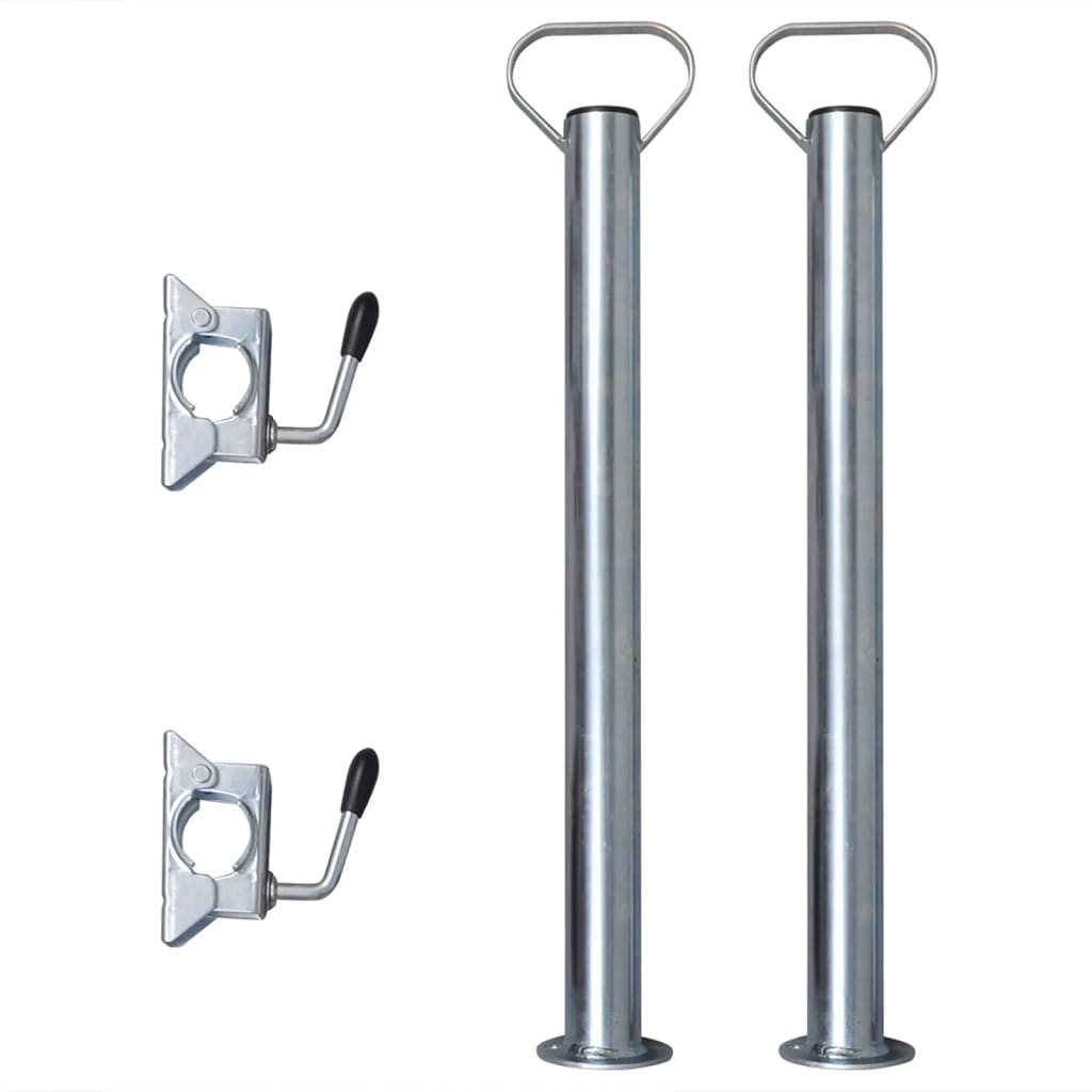 Trailer Jack Wheel 2.4" with 2 Support Tubes and 2 Split Clamps